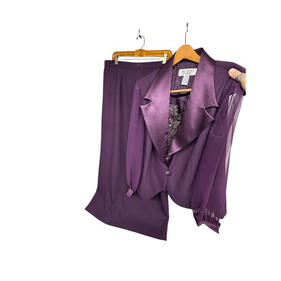 J.R. Nites Woman Two Piece Skirt Set Purple Size 16 Fancy Cruise Wedding Sequin - Picture 2 of 10